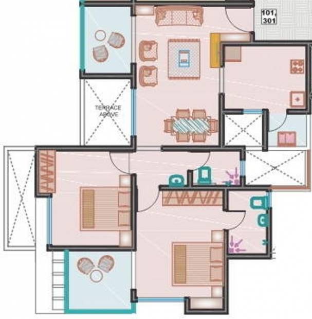 Sunny Sai Aashirwad (2BHK+2T (906 sq ft) 906 sq ft)