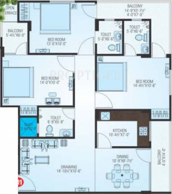 SDC The Key Stone (3BHK+3T (1,580 sq ft) 1580 sq ft)