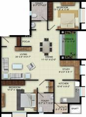 Mount Raindrop (2BHK+2T (1,644 sq ft) + Study Room 1644 sq ft) Mount Raindrop (2BHK+2T (1,644 sq ft) + Study Room 1644 sq ft)