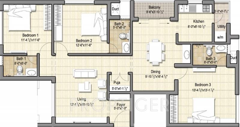 Krishna Constructions Chennai Dwaraka (3BHK+3T (1,618 sq ft) 1618 sq ft)