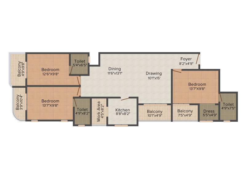 Asset Silver Swan (3BHK+3T (1,865 sq ft) 1865 sq ft)