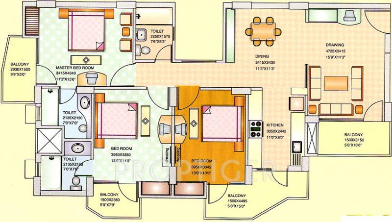 Arihant Paradiso (3BHK+3T (1,725 sq ft) 1725 sq ft)