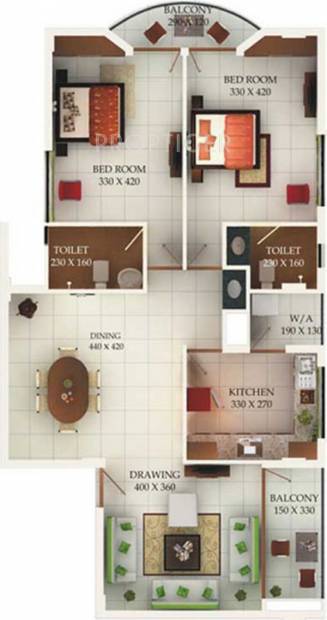Clearway Celestiale (2BHK+2T (1,360 sq ft) 1360 sq ft)
