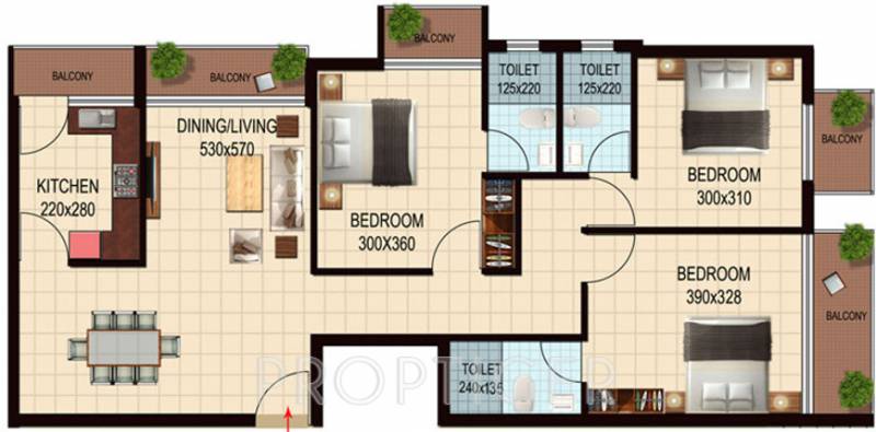 Nucleus Zephyr (3BHK+3T (1,338 sq ft) 1338 sq ft)