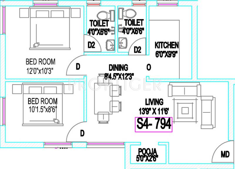 Mahaa Vignesh Senthur Home (2BHK+2T (794 sq ft)   Pooja Room 794 sq ft)