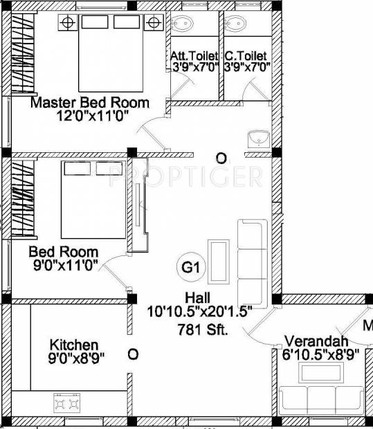 LSS Constructions MVJ Paradise (2BHK+2T (781 sq ft) 781 sq ft)