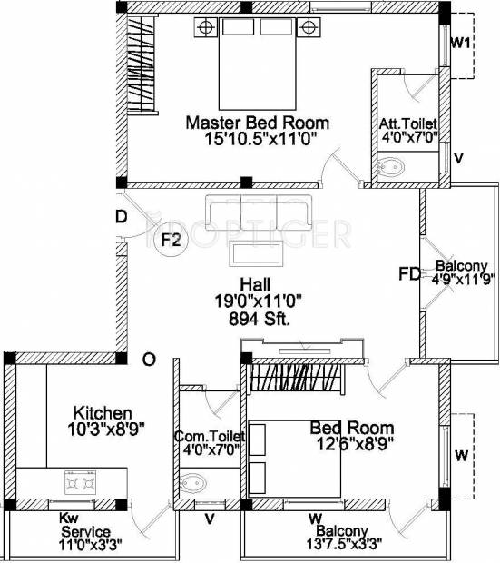 LSS Constructions MVJ Paradise (2BHK+2T (894 sq ft) 894 sq ft)