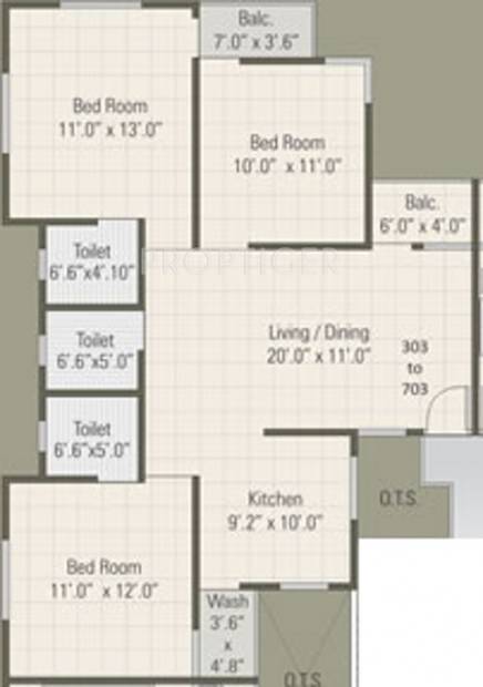 Shree Krishna Vrundavan Heights (3BHK+3T (1,370 sq ft) 1370 sq ft)