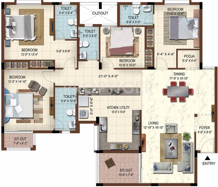 Casagrand The Address (4BHK+4T (2,290 sq ft) + Pooja Room 2290 sq ft)