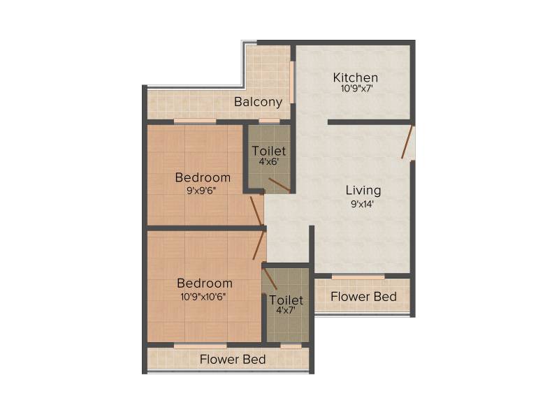 Yashraj Sai Simran 2BHK+2T (850 sq ft)