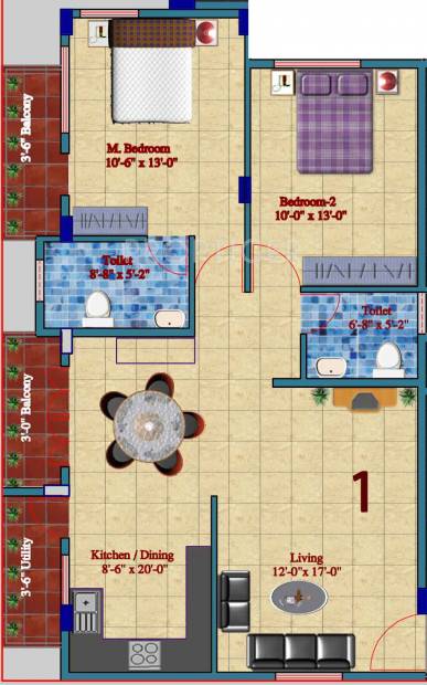 Silicon Elegant Aerozone (2BHK+2T (894 sq ft) 894 sq ft)