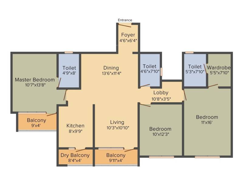 Ankur Palm Springs (3BHK+3T (1,575 sq ft) 1575 sq ft)