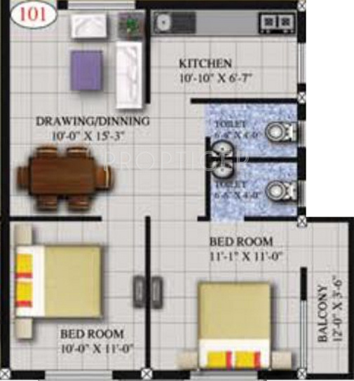 Roshan Elegant (2BHK+2T (893 sq ft) 893 sq ft)