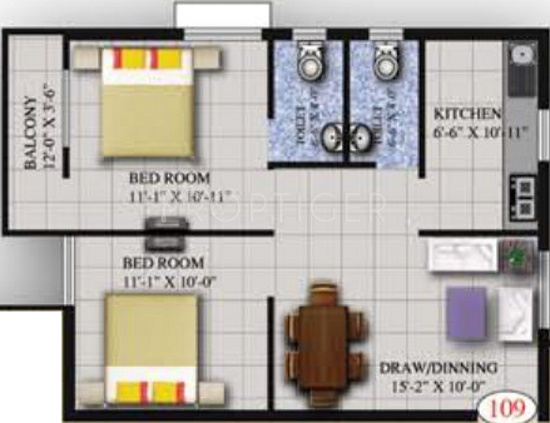 Roshan Elegant (2BHK+2T (908 sq ft) 908 sq ft)
