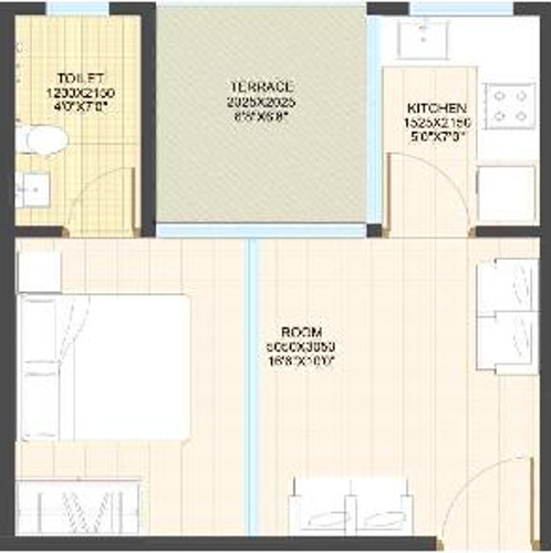 Xrbia Eiffel City Phase 2 (1RK+1T (392 sq ft) 392 sq ft)
