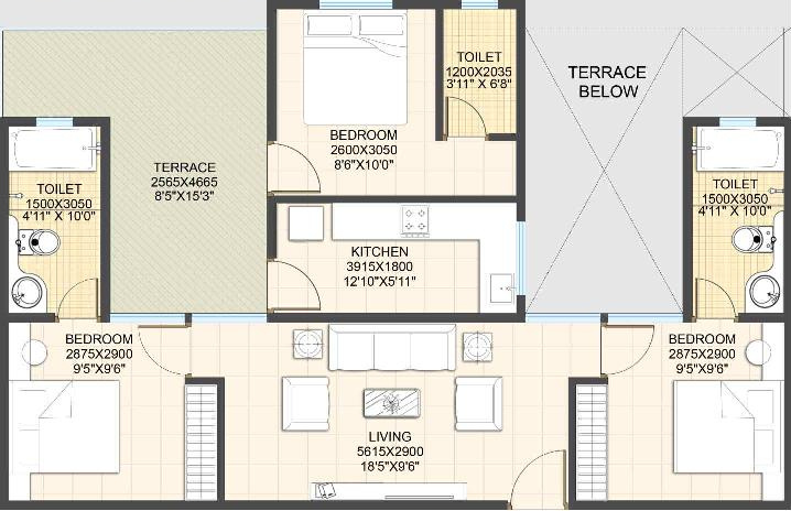 Xrbia Eiffel City Phase 2 (3BHK+3T (1,200 sq ft) 1200 sq ft)