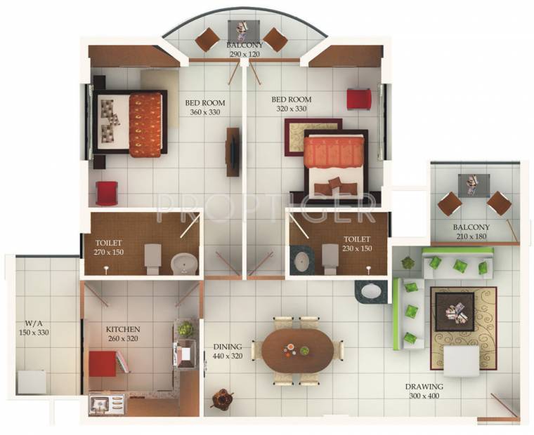Clearway Celestiale (2BHK+2T (1,180 sq ft) 1180 sq ft)