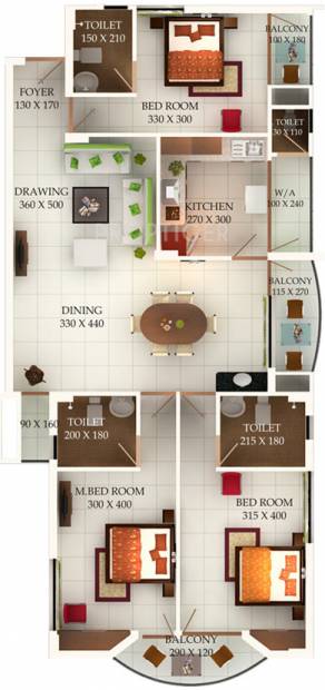 Clearway Celestiale (3BHK+3T (1,635 sq ft) 1635 sq ft)