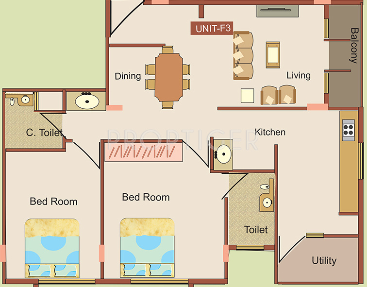 Manasa Palm Spring (2BHK+2T (1,260 sq ft) 1260 sq ft)