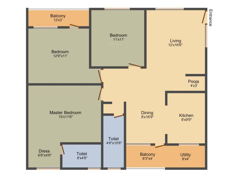 Santhrupthi Santhrupthi (3BHK+2T (1,450 sq ft)   Pooja Room 1450 sq ft)