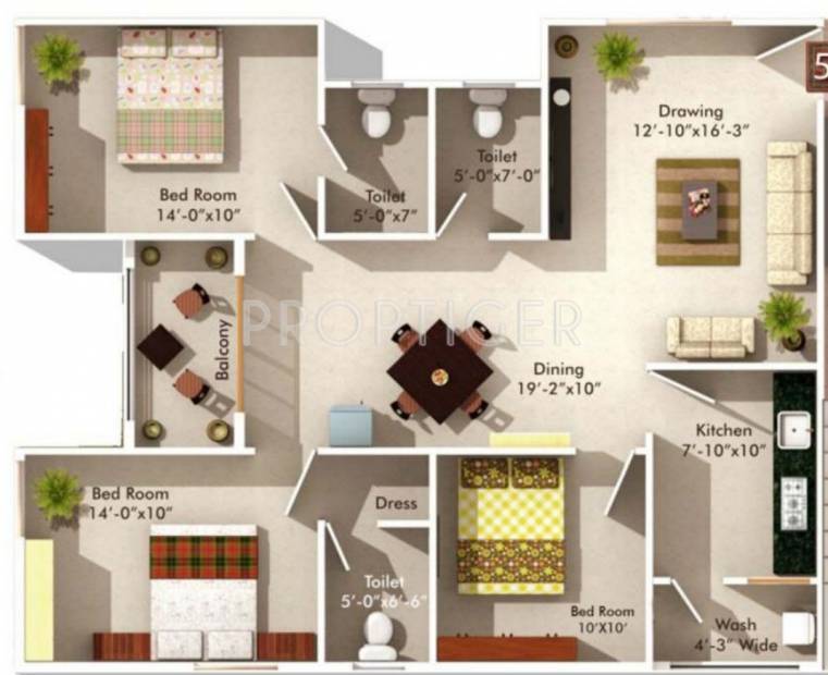 Nestcon Aishwarya (3BHK+3T (1,415 sq ft) 1415 sq ft)