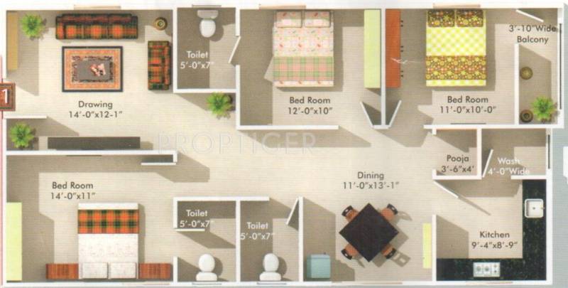 Nestcon Aishwarya (3BHK+3T (1,431 sq ft) 1431 sq ft)