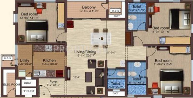 Baashyaam Pinnacle Crest (3BHK+3T (1,573 sq ft) 1573 sq ft)
