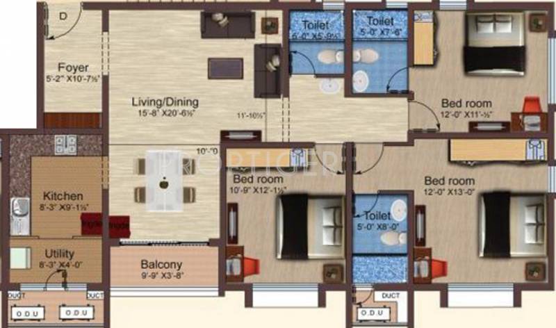 Baashyaam Pinnacle Crest (3BHK+3T (1,565 sq ft) 1565 sq ft)