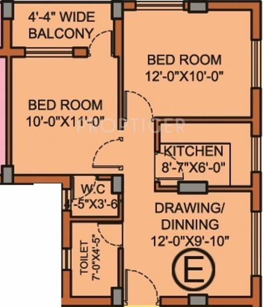 Omnitech Lake View (2BHK+2T (785 sq ft) 785 sq ft)