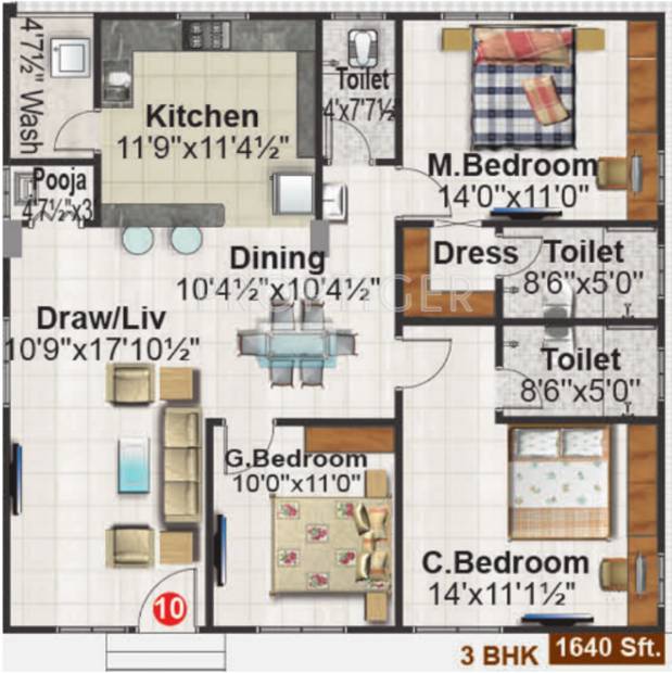 SM Royal (3BHK+3T (1,640 sq ft)   Pooja Room 1640 sq ft)