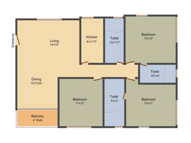 DVA Ixora (3BHK+3T (1,509 sq ft) 1509 sq ft)