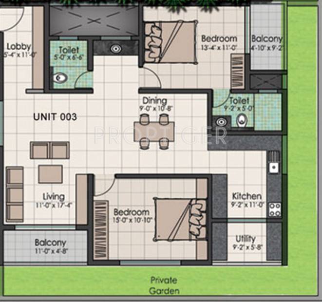 Architha Aithal Aarohi (2BHK+2T (1,539 sq ft) 1539 sq ft)
