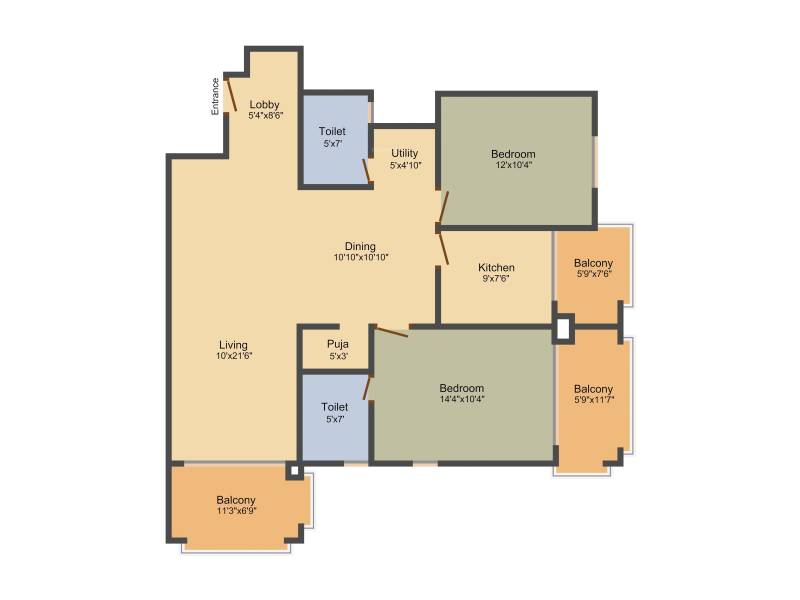 Comfort Arizona (2BHK+2T (1,450 sq ft) 1450 sq ft)