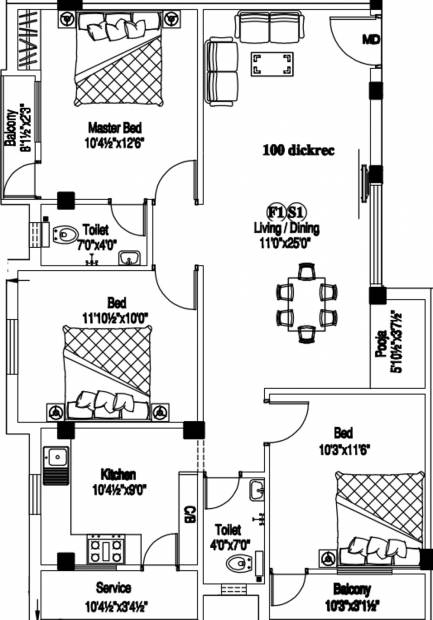 Jaya Arcade (3BHK+2T (1,247 sq ft) 1247 sq ft)