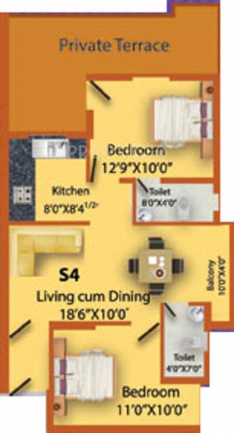 MS MM Triumph (2BHK+2T (904 sq ft) 904 sq ft)