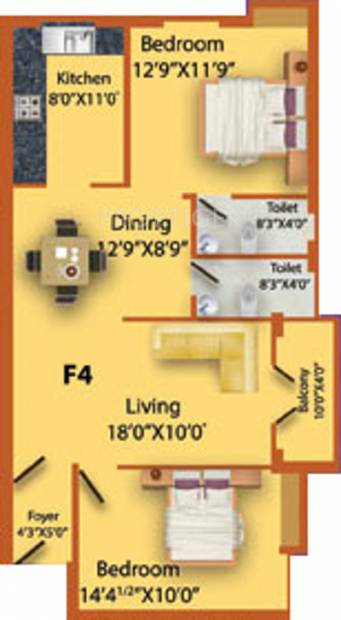 MS MM Triumph (2BHK+2T (1,128 sq ft) 1128 sq ft)