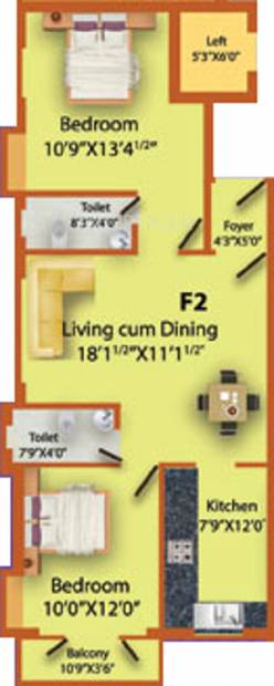 MS MM Triumph (2BHK+2T (1,070 sq ft) 1070 sq ft)