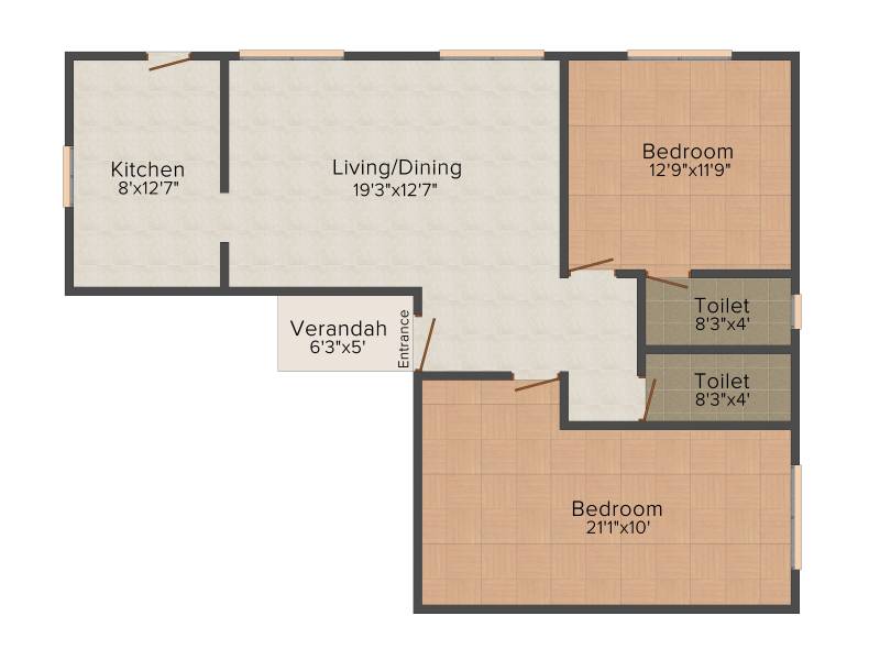 MS MM Triumph (2BHK+2T (1,108 sq ft) 1108 sq ft)