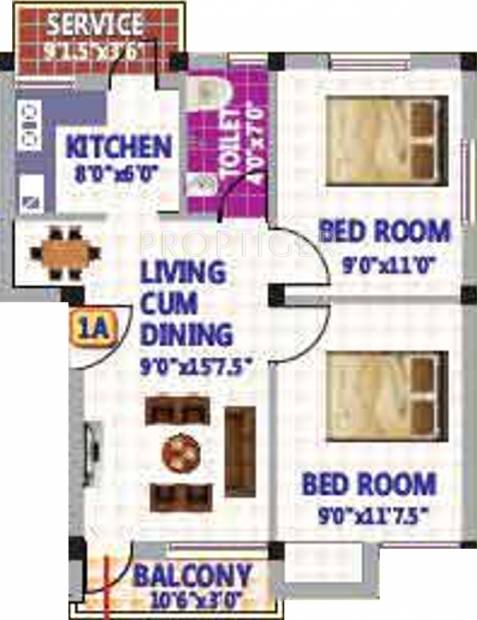 SRK Iswarya Enclave (2BHK+1T (705 sq ft) 705 sq ft)