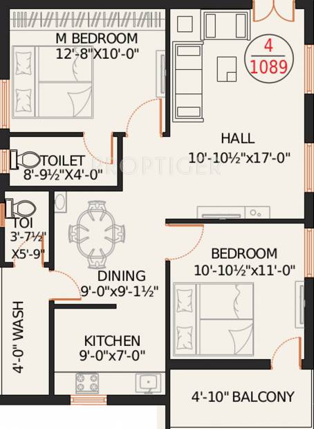 ASR Jaya ASR Abodes (2BHK+2T (1,089 sq ft) 1089 sq ft)