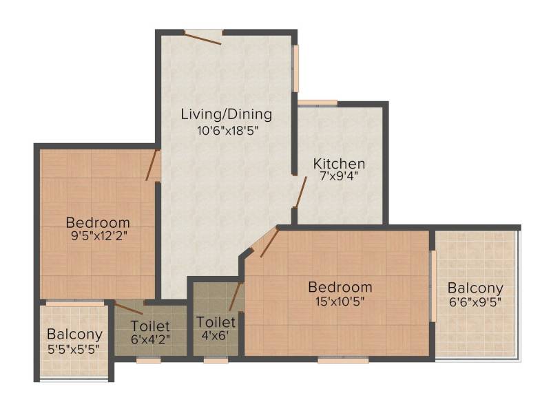 RB Bagya Ashirvad (2BHK+2T (918 sq ft) 918 sq ft)