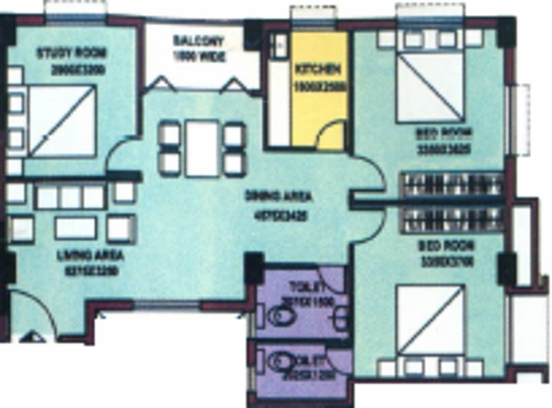 Barrackpore Akashdeep (3BHK+2T (1,105 sq ft) 1105 sq ft)