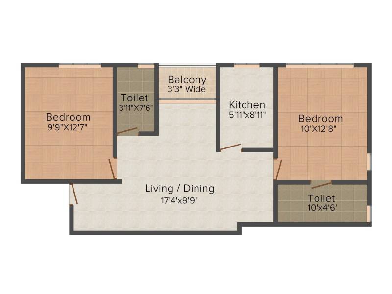 KIC Kadambari (2BHK+2T (920 sq ft) 920 sq ft)