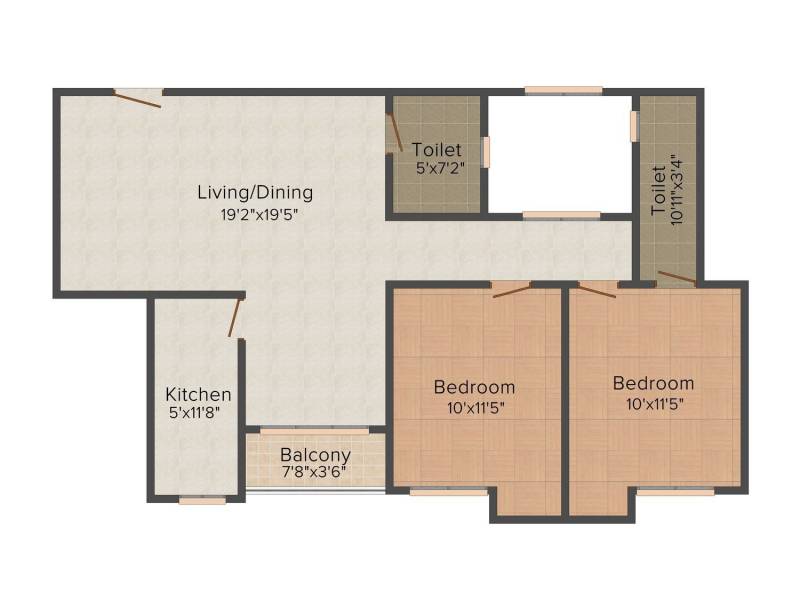 RBN Spring Nest (2BHK+2T (1,122 sq ft) 1122 sq ft)