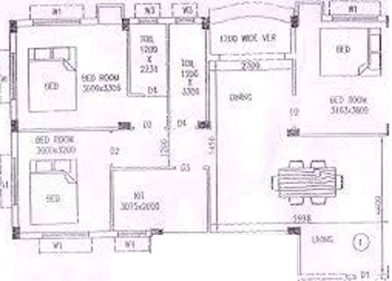 Eastern Shiba Twin (3BHK+2T (1,200 sq ft) 1200 sq ft)