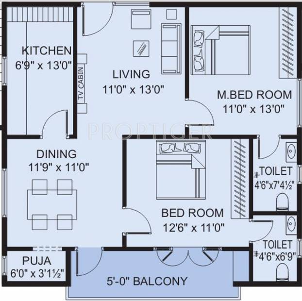 Blu Sky Line (2BHK+2T (1,225 sq ft) + Pooja Room 1225 sq ft)