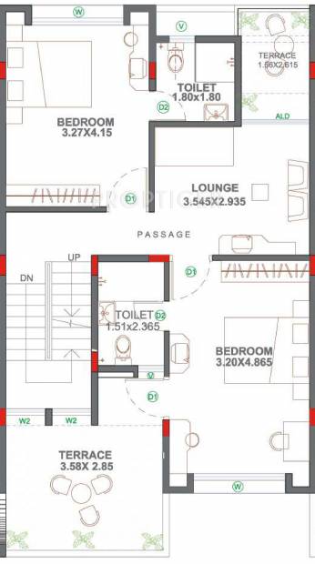 Nagpal Meadows Uptown Row Houses Floor Plan (3BHK+3T (1,690 sq ft) 1690 sq ft)