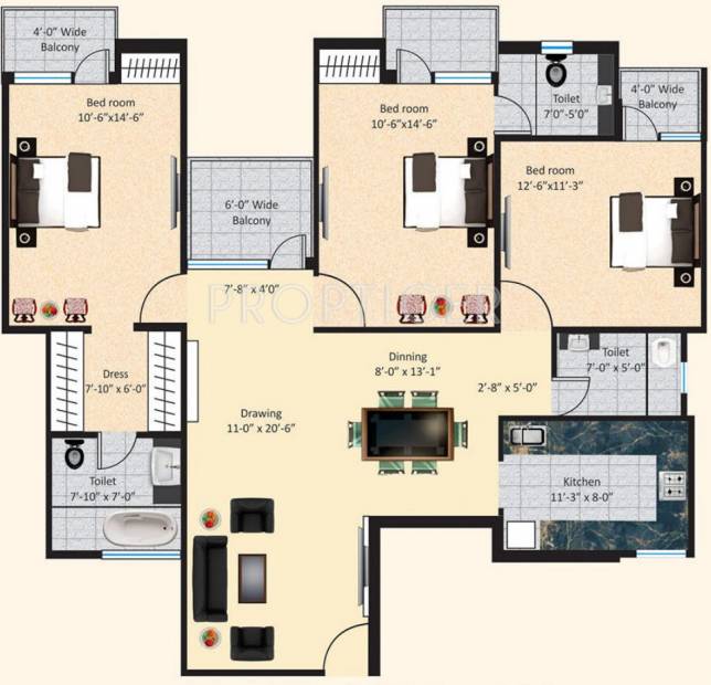 Agrawal Sagar Lakeview Home Apartment (3BHK+3T (1,788 sq ft) 1788 sq ft)