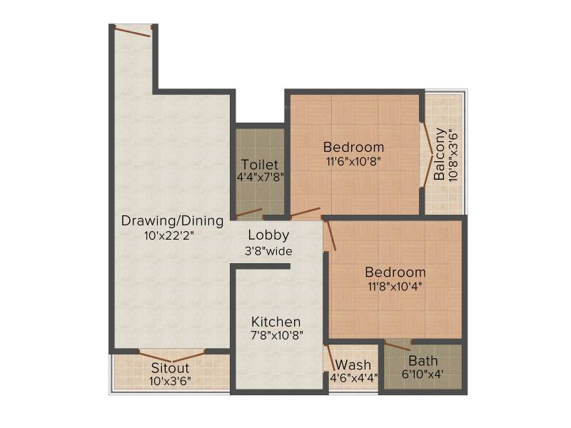 Maa Kanha Heights (2BHK+2T (1,156 sq ft) 1156 sq ft)