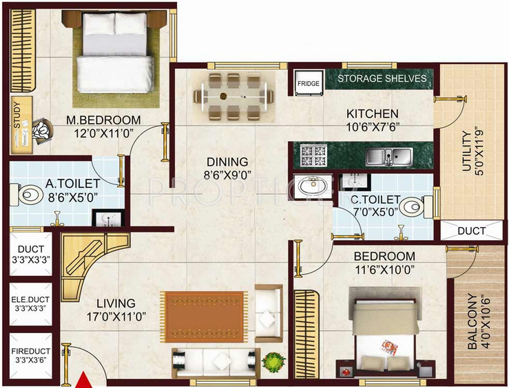 Arya Honey Comforts (2BHK+2T (1,150 sq ft) 1150 sq ft)